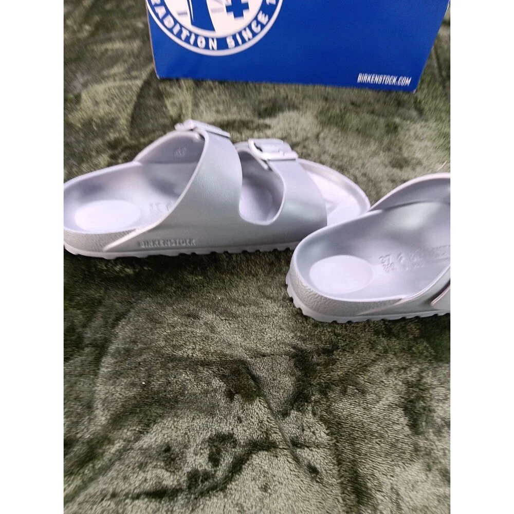 Birkenstock Arizona Essentials Sandals Women's 37/ 9-9.5 EVA Metallic Silver New